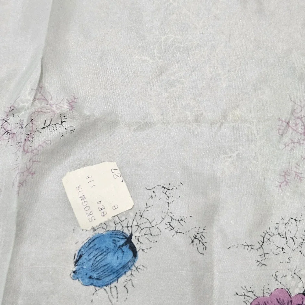 Vintage 50s 60s‎  Floral Scarf Women Blue Purple Silk Blend Hand Rolled Japan